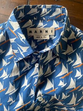 Marni Nautical Print Button-Down Shirt 46 (small) Summer must-have!